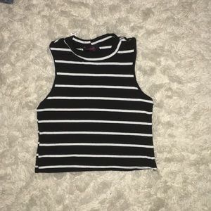 Black and White Striped Crop Top.